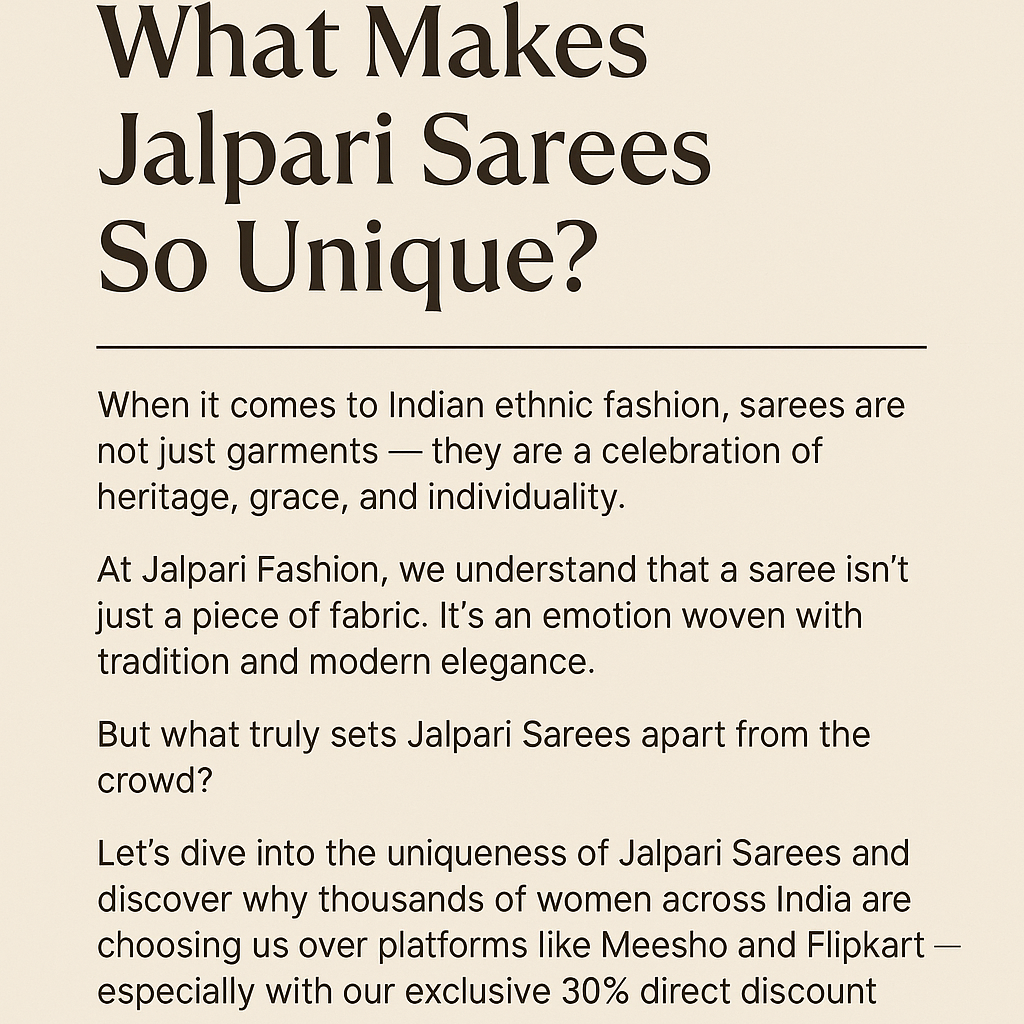 What Makes Jalpari Sarees So Unique?