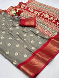 Jalpari Saree Dola Sparkle Zari Kalamkari Print Jacquard Border Beautiful Border Saree With Blouse