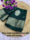 Soft Blooming Marshmallow Fabric Saree with Jacquard Border and Contrast Blouse