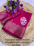 Soft Blooming Marshmallow Fabric Saree with Jacquard Border and Contrast Blouse
