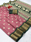 Jalpari Saree Dola Sparkle Zari Kalamkari Print Jacquard Border Beautiful Border Saree With Blouse