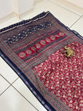 Jaipuri Hand Block Printed Soft Cotton Mulmul Saree ,Sanganeri Cotton Malmal Saree, Bagru Cotton Saree, Batic / Batik Print Cotton saree With Attached Blouse Piece
