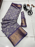 DOLA SILK SPARKLE ZARI BANDHNI PATOLA PRINT JAQURD BODAR