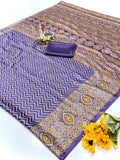 New Treanding Pure Japan Crape Silk & Gajji Silk Bollywood Saree with Printed Blouse