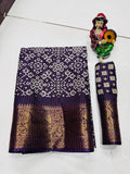 DOLA SILK SPARKLE ZARI BANDHNI PATOLA PRINT JAQURD BODAR