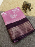 Jalpari Flower Print Jacquard Border Beautiful Colors Art Work Saree