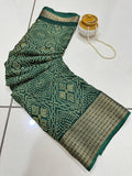 Jalpari Saree Bandhani Print Jacquard Border Beautiful Border Saree