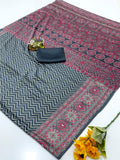 New Treanding Pure Japan Crape Silk & Gajji Silk Bollywood Saree with Printed Blouse