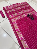 Jaipuri Hand Block Printed Soft Cotton Mulmul Saree ,Sanganeri Cotton Malmal Saree, Bagru Cotton Saree, Batic / Batik Print Cotton saree With Attached Blouse Piece