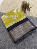 Jalpari Flower Print Jacquard Border Beautiful Colors Art Work Saree