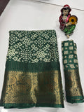 DOLA SILK SPARKLE ZARI BANDHNI PATOLA PRINT JAQURD BODAR