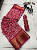 DOLA SILK SPARKLE ZARI BANDHNI PATOLA PRINT JAQURD BODAR
