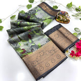 Jalpari Saree Dola Kalamkari Print Jacquard Border Beautiful Border Saree With Blouse