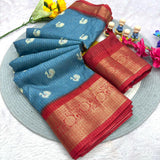 Jalpari Saree Dola Sparkle Zari Kalamkari Print Jacquard Border Beautiful Border Saree With Blouse