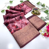 Jalpari Saree Dola Kalamkari Print Jacquard Border Beautiful Border Saree With Blouse