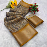 Jalpari Saree Dola Kalamkari Print Jacquard Border Beautiful Border Saree With Blouse