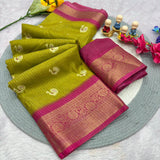 Jalpari Saree Dola Sparkle Zari Kalamkari Print Jacquard Border Beautiful Border Saree With Blouse