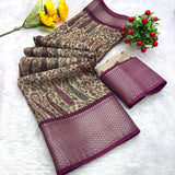 Jalpari Saree Dola Kalamkari Print Jacquard Border Beautiful Border Saree With Blouse