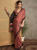 Designer Gaji Silk Rose Gold Colour Designer Saree with Printed Pallu & Contrast Blouse Maroon saree