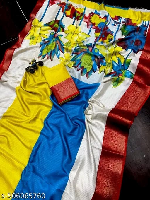 Dola Jequard Border Reco Sparkle Printed Beautiful Art Work Saree