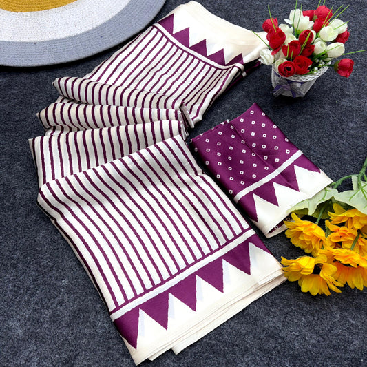 Bollywood Pure Japan Crape Silk & Gajji Silk Bollywood Saree with Printed Blouse