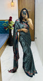 New Bollywood Designer Gaji Silk Designer Saree with Printed Pallu & Contrast Blouse