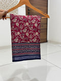 Jaipuri Hand Block Printed Soft Cotton Mulmul Saree ,Sanganeri Cotton Malmal Saree, Bagru Cotton Saree, Batic / Batik Print Cotton saree With Attached Blouse Piece