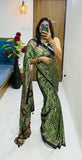New Bollywood Designer Gaji Silk Designer Saree with Printed Pallu & Contrast Blouse