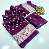 Crape Silk Bandhani Gajji Silk Bollywood Saree with Printed Blouse Pcs