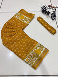 Jaipuri Hand Block Printed Soft Cotton Mulmul Saree ,Sanganeri Cotton Malmal Saree, Bagru Cotton Saree, Batic / Batik Print Cotton saree With Attached Blouse Piece