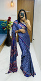 New Bollywood Designer Gaji Silk Designer Saree with Printed Pallu & Contrast Blouse