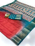 Jalpari Saree Dola Print Sparkle Zari Jacquard Border Beautiful Border Saree With Blouse Pcs