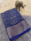 Jalpari Saree Bandhani Print Jacquard Border Beautiful Border Saree