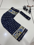 Jaipuri Hand Block Printed Soft Cotton Mulmul Saree ,Sanganeri Cotton Malmal Saree, Bagru Cotton Saree, Batic / Batik Print Cotton saree With Attached Blouse Piece
