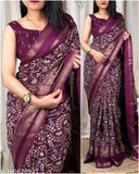 Dola Jequard Border Digital Warli Printed Saree & Beautiful Art Work Warli Saree