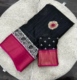 Jalpari Saree Sequence Flower Print Jacquard Border Beautiful Border Colors Saree