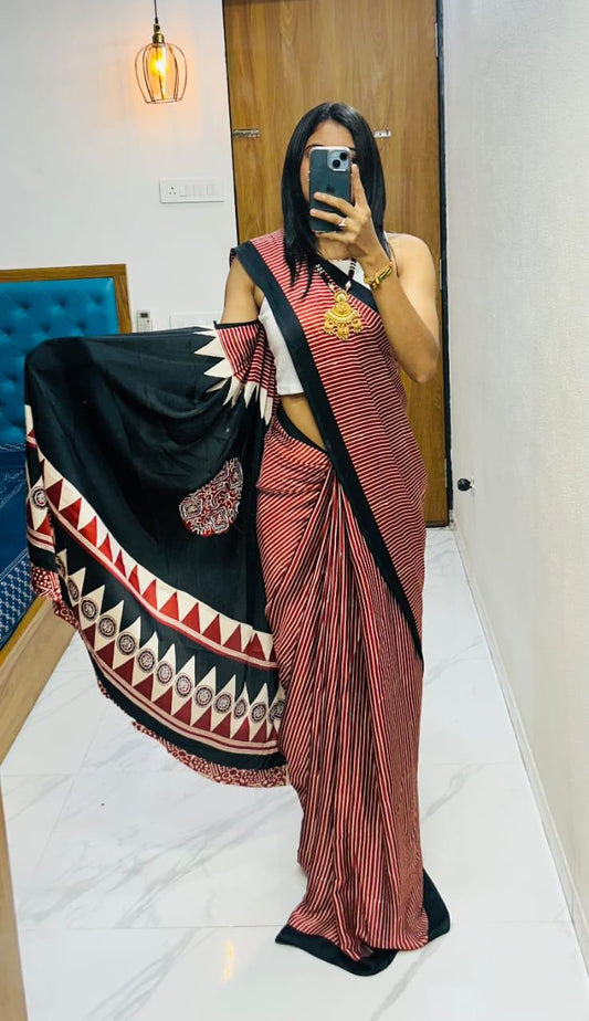 Bollywood Designer Gaji Silk Rose Gold Colour Designer Saree with Printed Pallu & Contrast Blouse Maroon saree