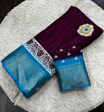 Jalpari Saree Sequence Flower Print Jacquard Border Beautiful Border Colors Saree