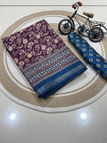 Jaipuri Hand Block Printed Soft Cotton Mulmul Saree ,Sanganeri Cotton Malmal Saree, Bagru Cotton Saree, Batic / Batik Print Cotton saree With Attached Blouse Piece