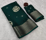 Soft Marshmallow Fabric Bandhni Print Saree with Jacquard Zari Border and Contrast Blouse