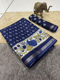 Jaipuri Hand Block Printed Soft Cotton Mulmul Saree ,Sanganeri Cotton Malmal Saree, Bagru Cotton Saree, Batic / Batik Print Cotton saree With Attached Blouse Piece