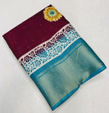 Jalpari Saree Sequence Flower Print Jacquard Border Beautiful Border Saree