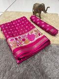 Jaipuri Hand Block Printed Soft Cotton Mulmul Saree ,Sanganeri Cotton Malmal Saree, Bagru Cotton Saree, Batic / Batik Print Cotton saree With Attached Blouse Piece