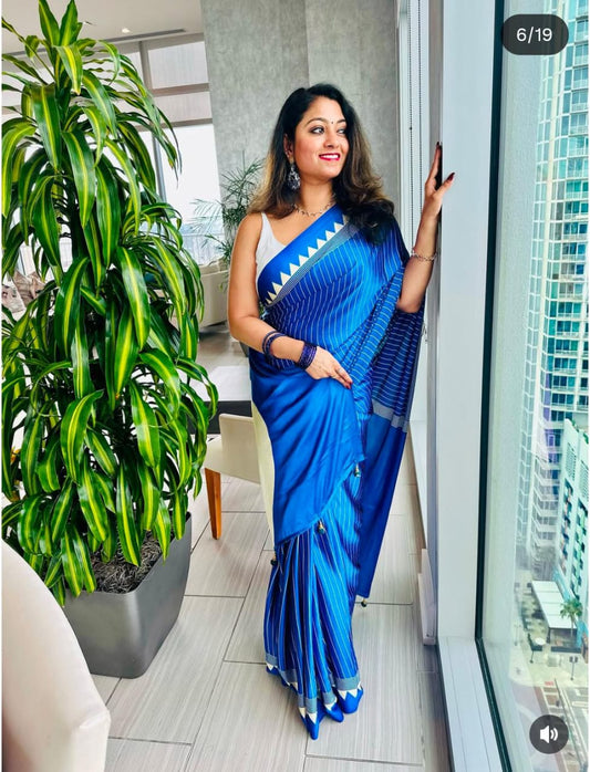 New Pure Japan Crape Silk & Gajji Silk Bollywood Saree with Printed Blouse