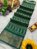 Cotton Dola Silk Jacquard Border Bandhani Printed Jari Work Sari