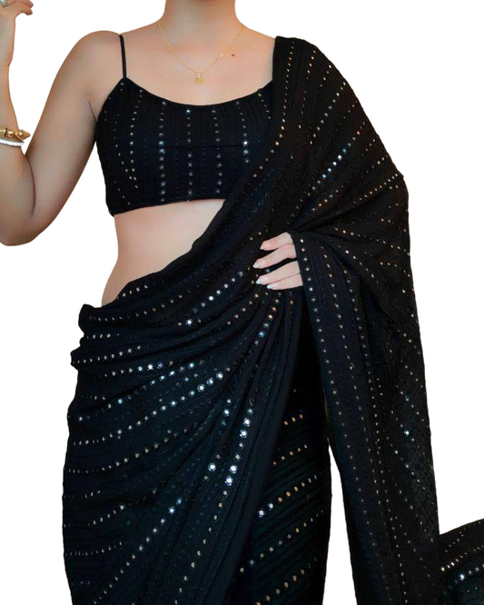Trendy Women's Chiffon Georgette Embroidered Daily Wear Georgette Saree