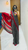 Pure Japan Crape Silk & Gajji Silk Bollywood Saree with Printed Blouse