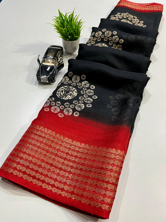 Marshmallow Fabric Saree with Jacquard Border and Blouse