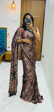 Bollywood Gajji Silk Bollywood Saree with Crape Silk Printed Pallu & Contrast Blouse