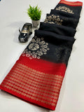 Marshmallow Fabric Saree with Jacquard Border and Blouse